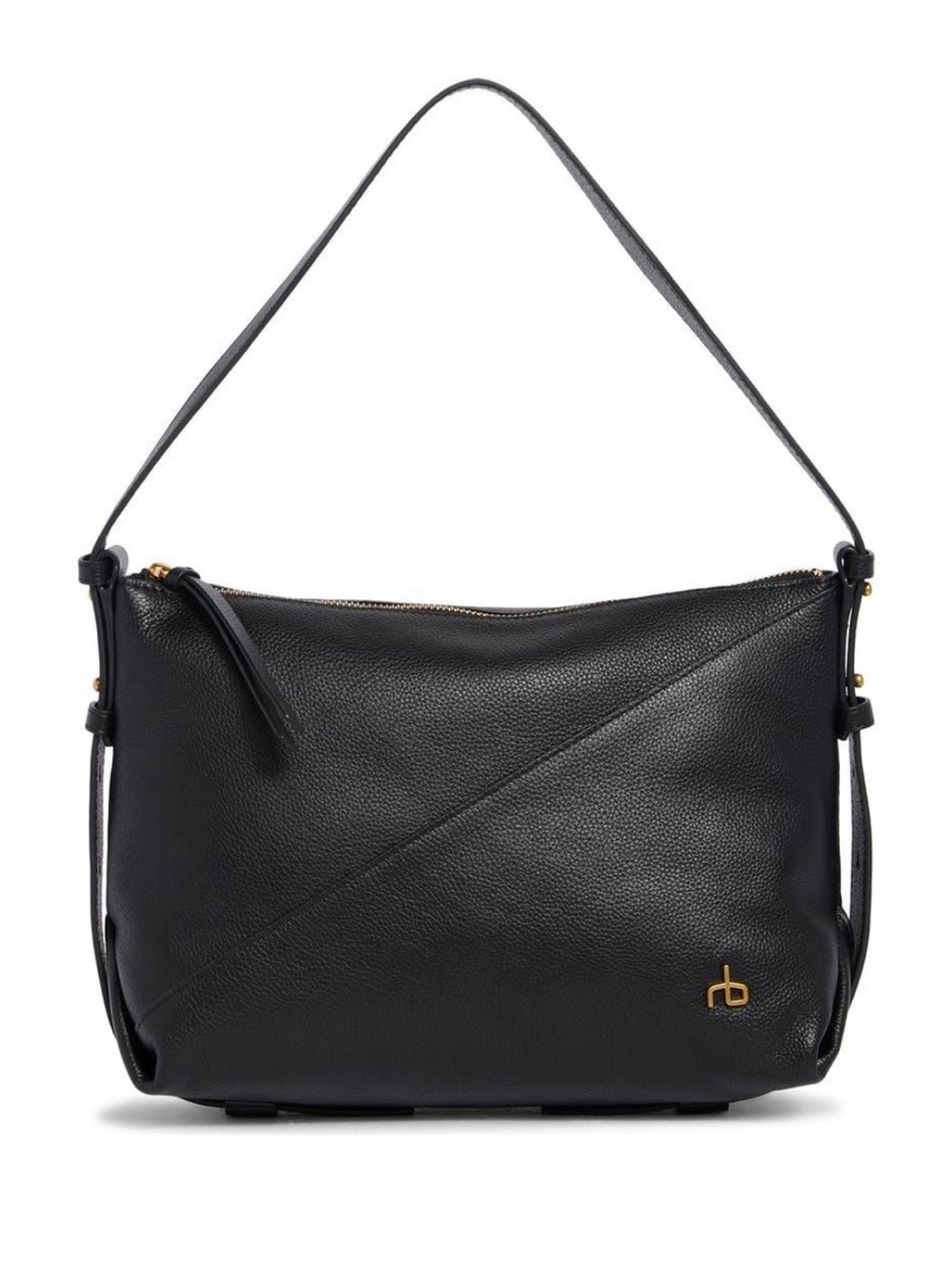 rag & bone Fulton Black Pebbled Leather Shoulder Bag with Gold Hardware
